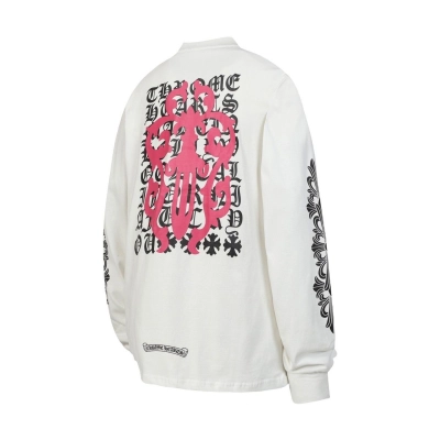 Chrome Hearts Eye Chart Dagger Longsleeve T-shirt White Pink 02