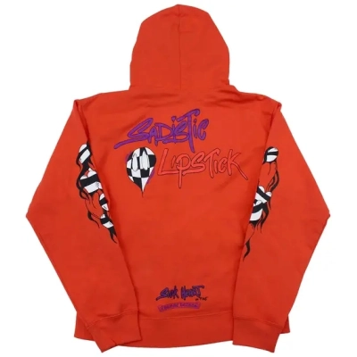 Chrome Hearts Matty Boy Sadistic Lipstick Hoodie Red Orange 02