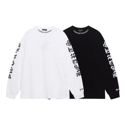 Chrome Hearts Neck Logo Long-Sleeve T-Shirt Black and White 01