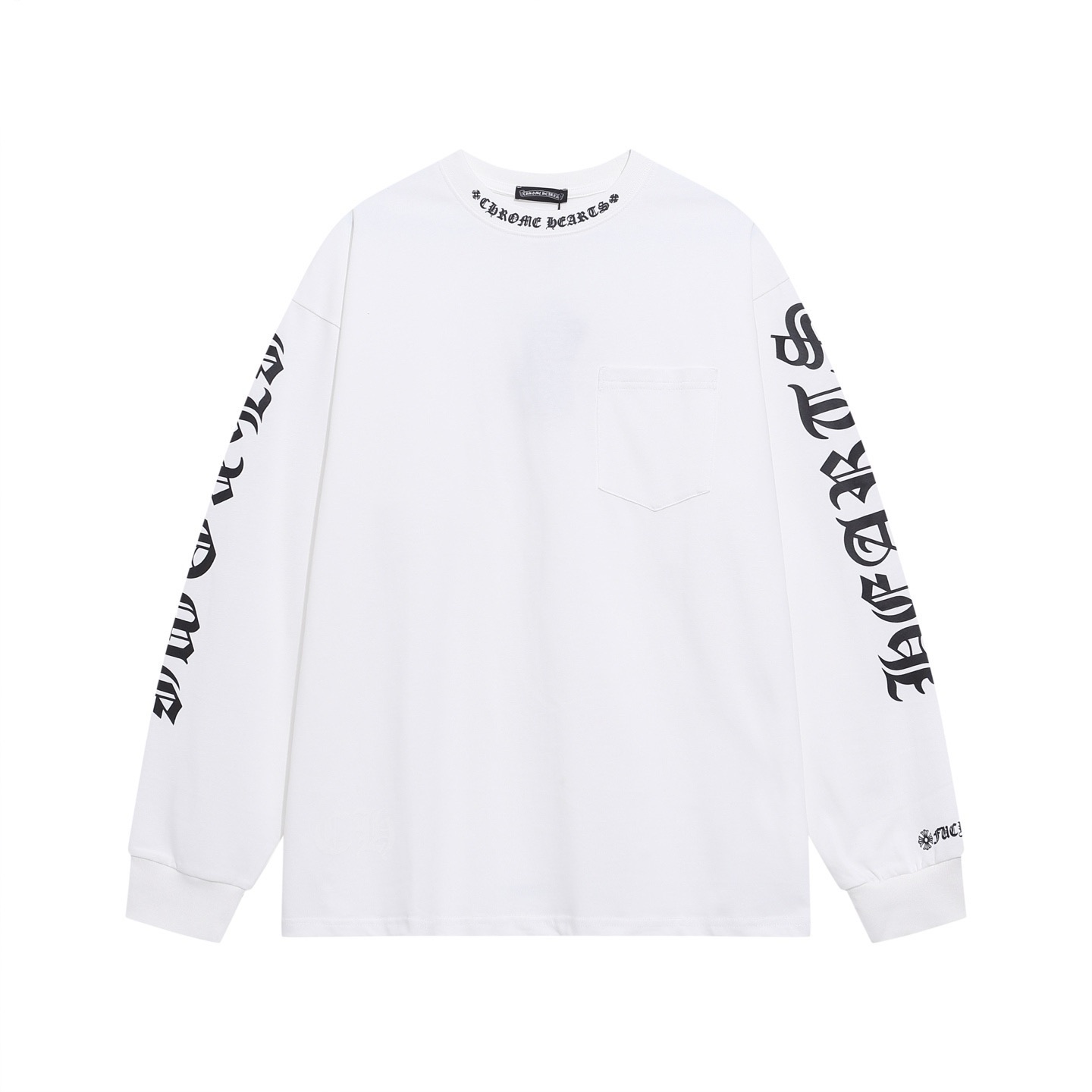 Chrome Hearts Neck Logo Long-Sleeve T-Shirt Black and White