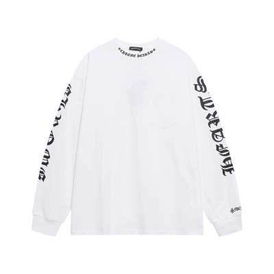 Chrome Hearts Neck Logo Long-Sleeve T-Shirt Black and White 02