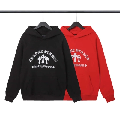Chrome Hearts Logo Hoodie Black and Red 01
