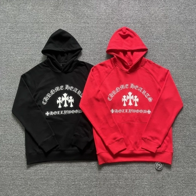 Chrome Hearts Logo Hoodie Black and Red 02