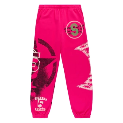 Sp5der Stencil  Pants Pink 01