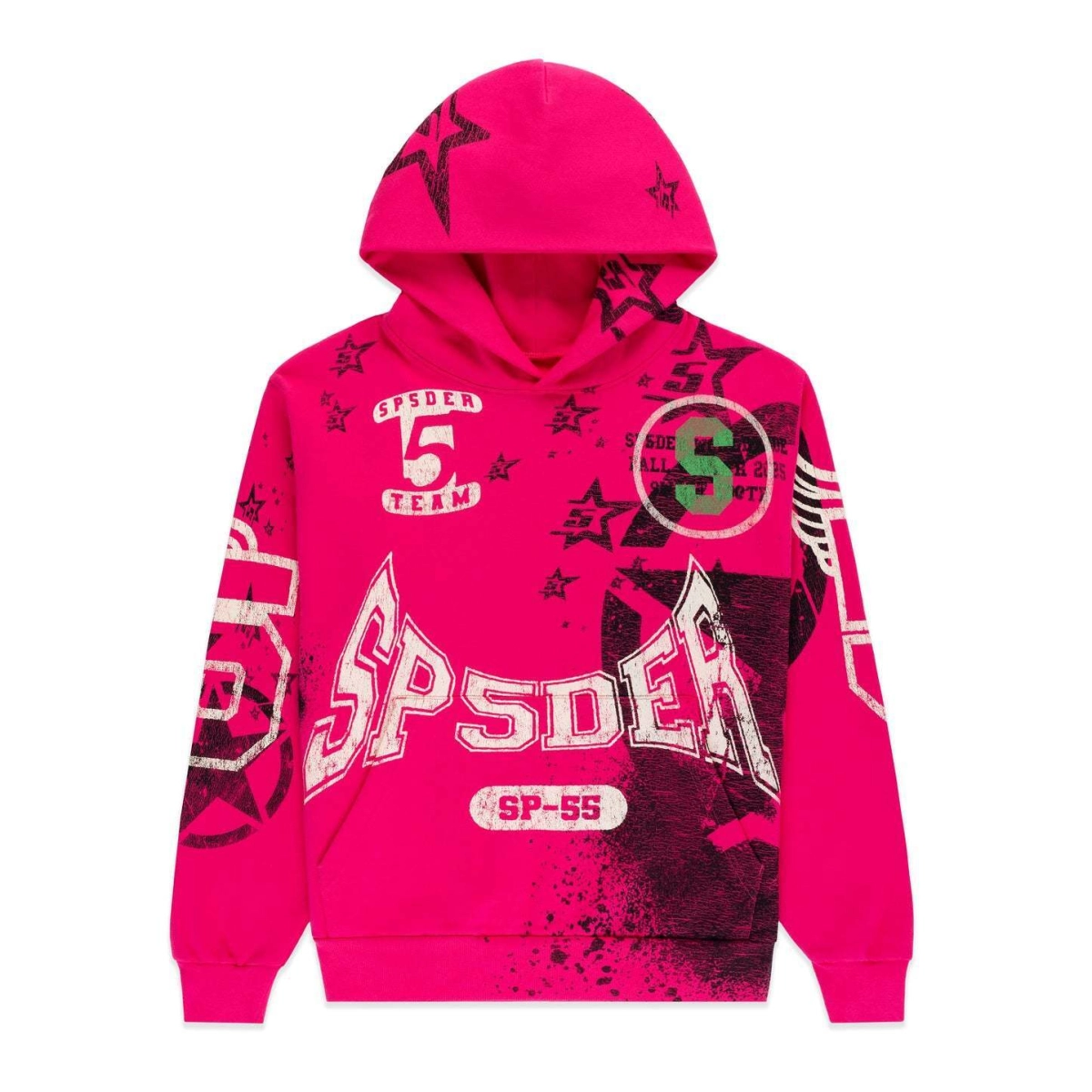 Sp5der Stencil Hoodie Pink