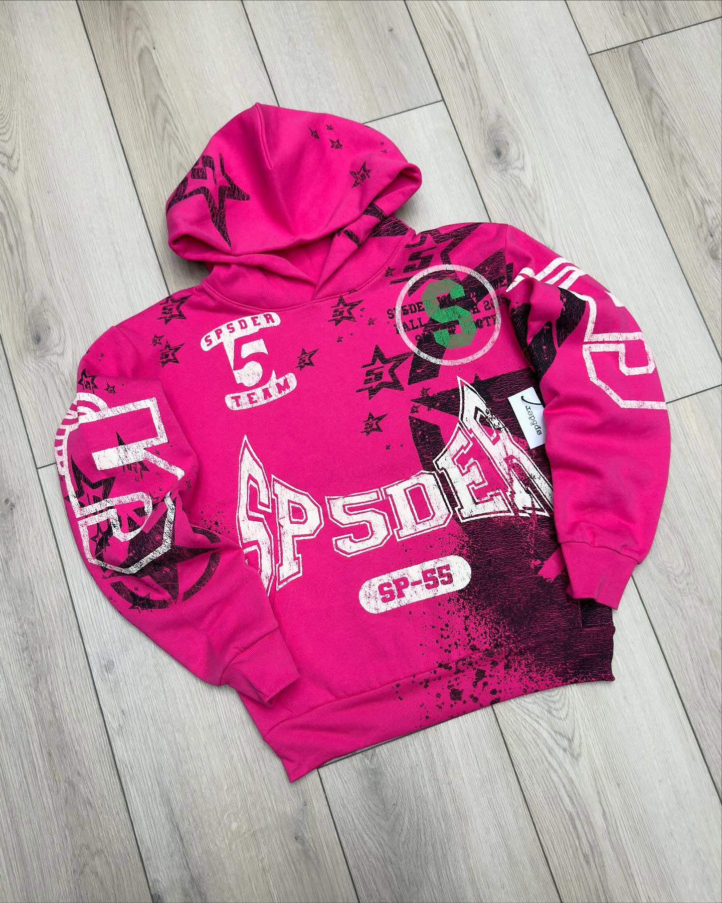 Sp5der Stencil Hoodie Pink
