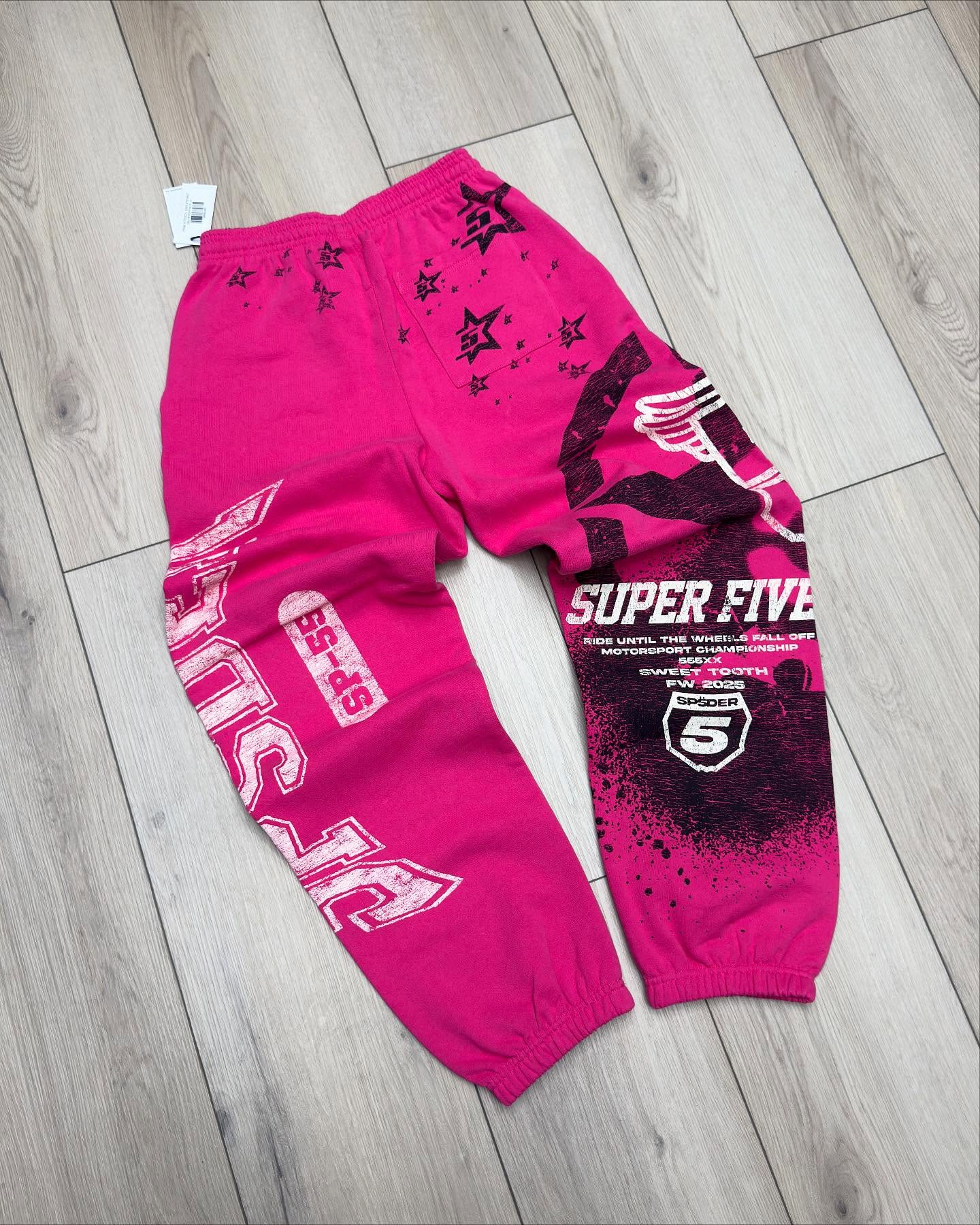 Sp5der Stencil Tracksuit Pink