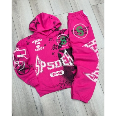 Sp5der Stencil Tracksuit Pink 02