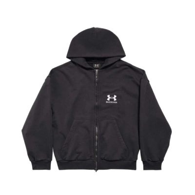 Balenciaga x Under Armour Zip-Up Hoodie Black White 01