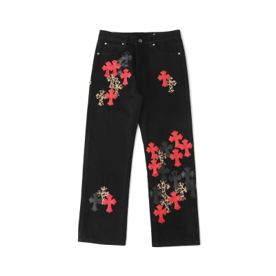 Chrome Hearts Checkered Cross Jeans  01
