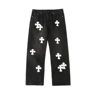 Chrome Hearts Cross Patch Jeans Black 01