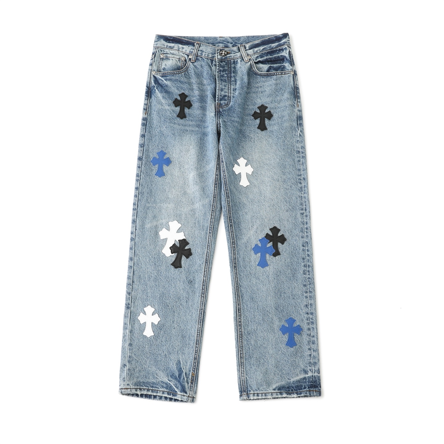 Chrome Hearts Cross Patch Jeans Blue