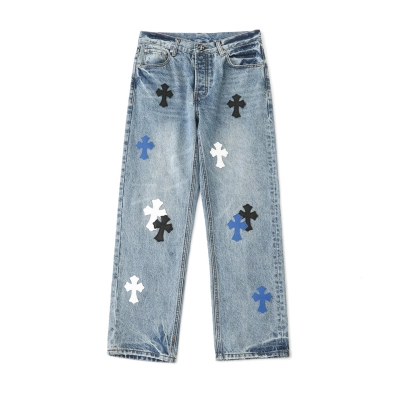 Chrome Hearts Cross Patch Jeans Blue 01