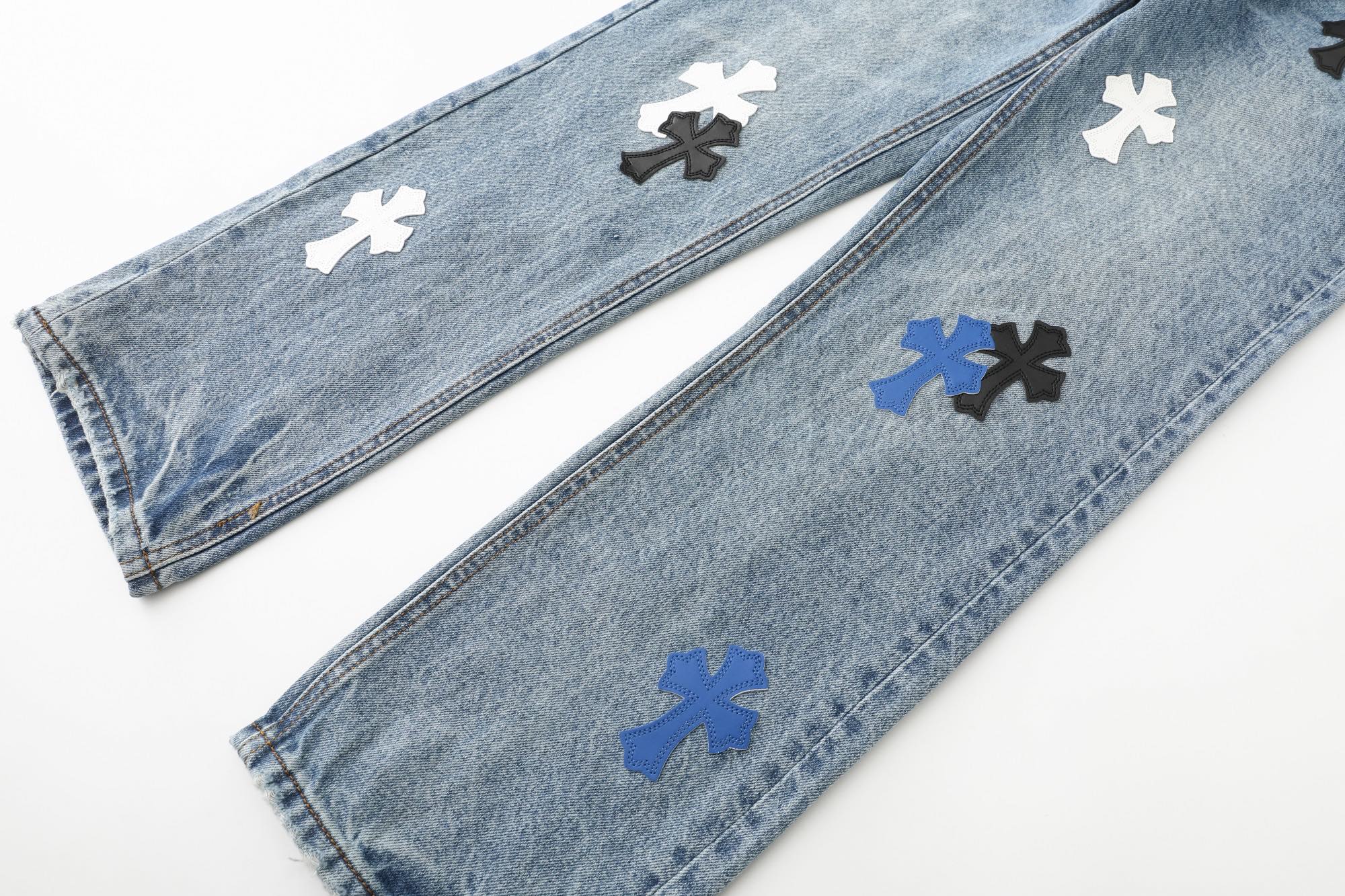 Chrome Hearts Cross Patch Jeans Blue