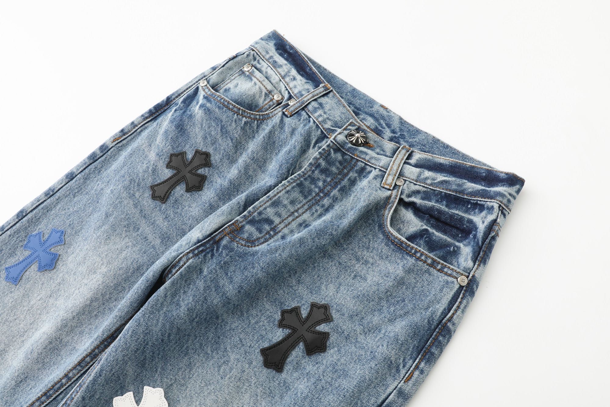 Chrome Hearts Cross Patch Jeans Blue