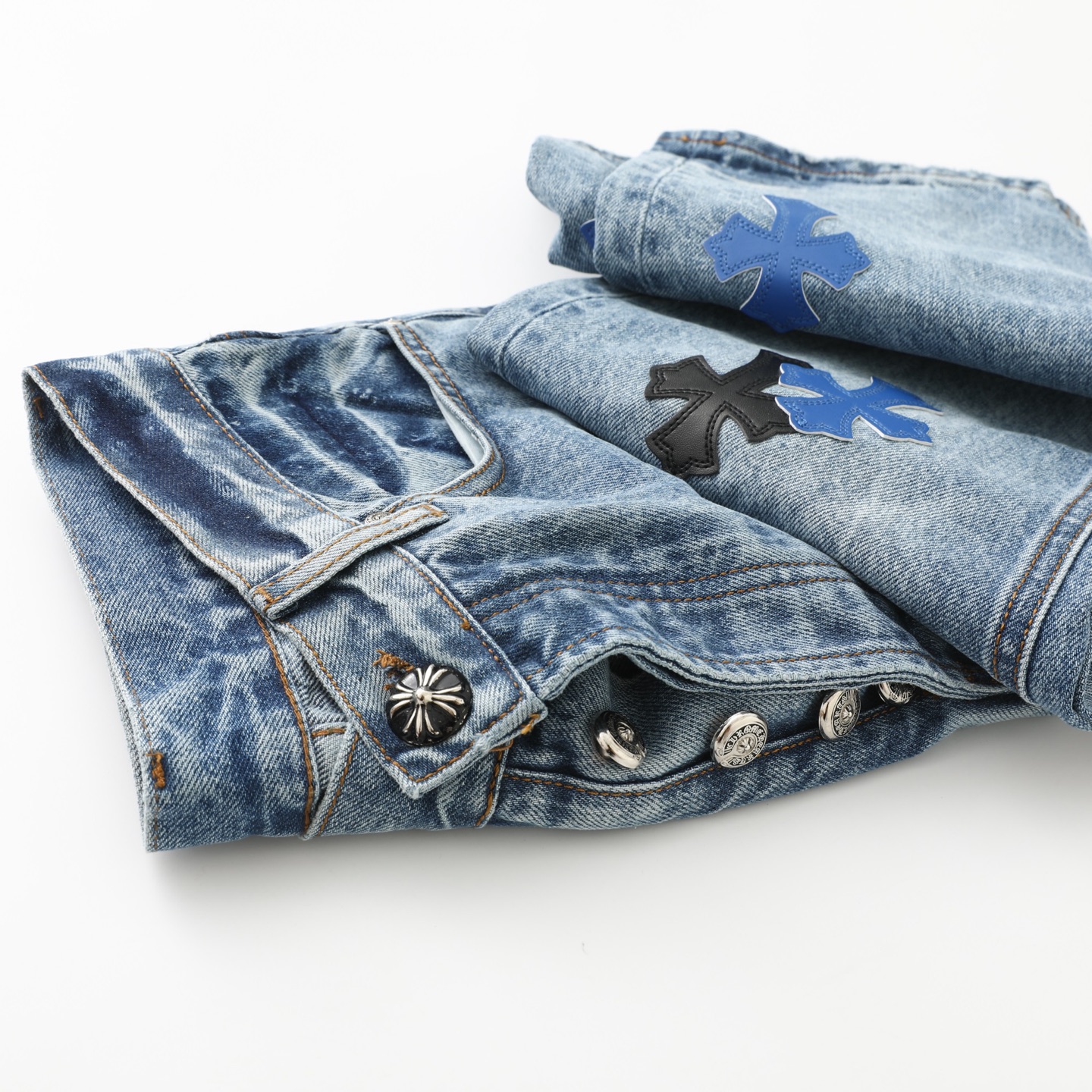 Chrome Hearts Cross Patch Jeans Blue