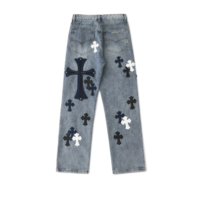 Chrome Hearts Cross Patch Jeans Denim Blue 02