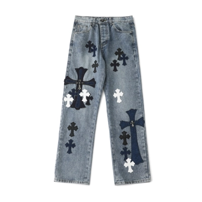 Chrome Hearts Cross Patch Jeans Denim Blue 01