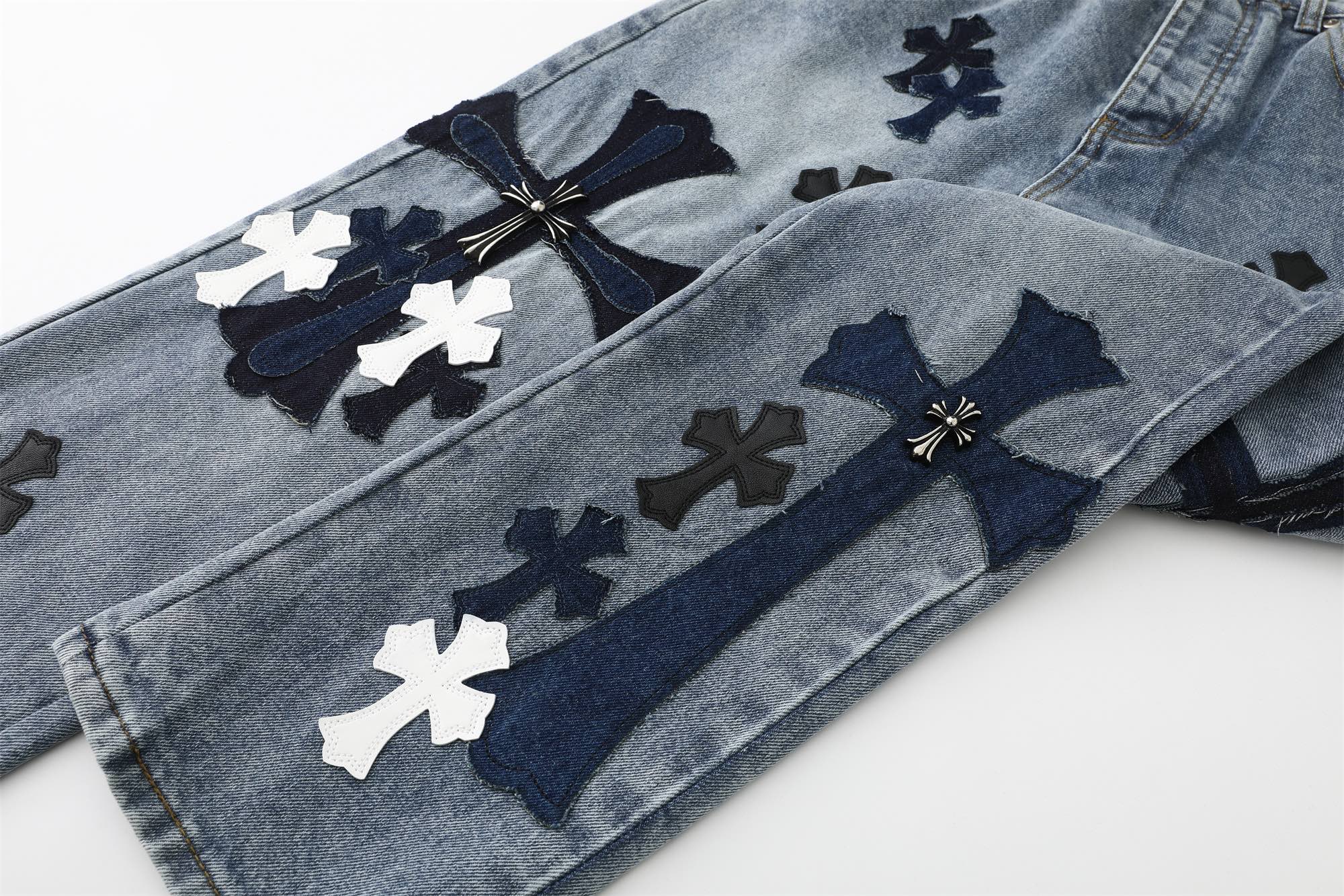 Chrome Hearts Cross Patch Jeans Denim Blue