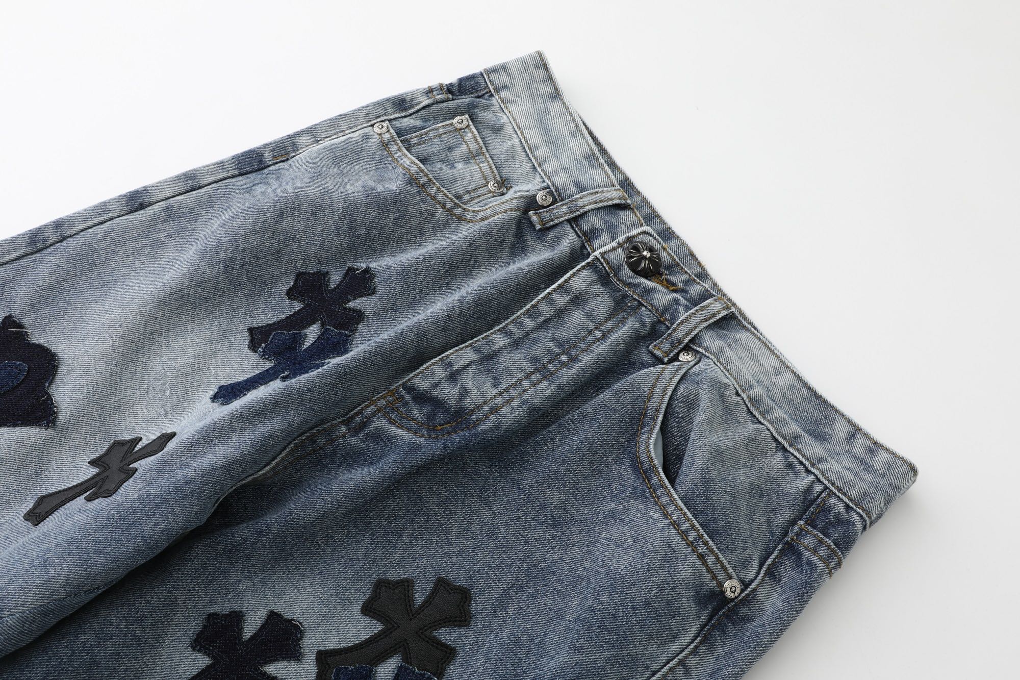 Chrome Hearts Cross Patch Jeans Denim Blue