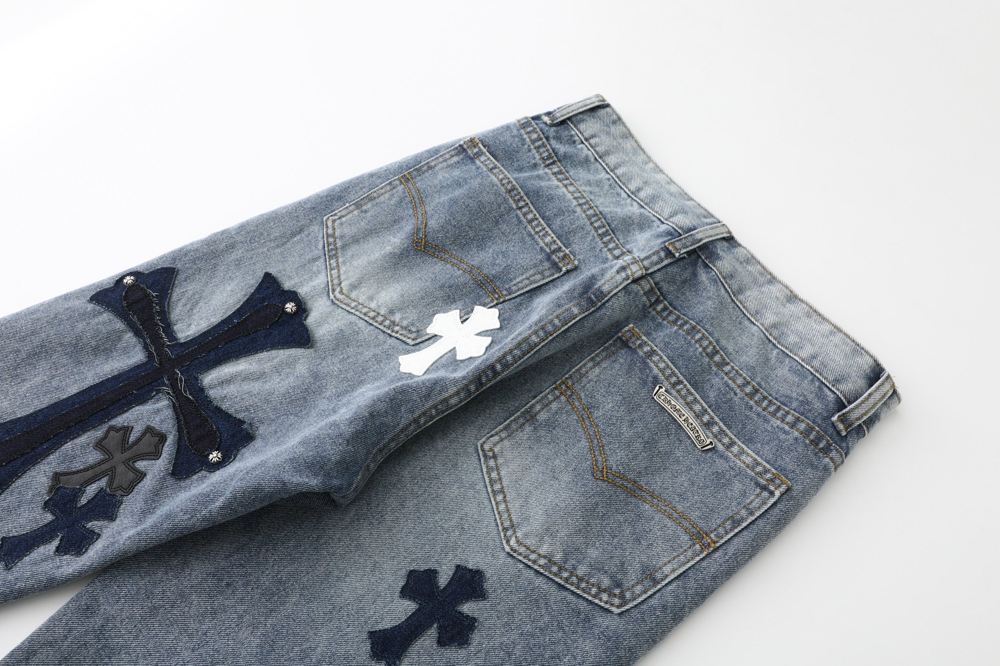 Chrome Hearts Cross Patch Jeans Denim Blue