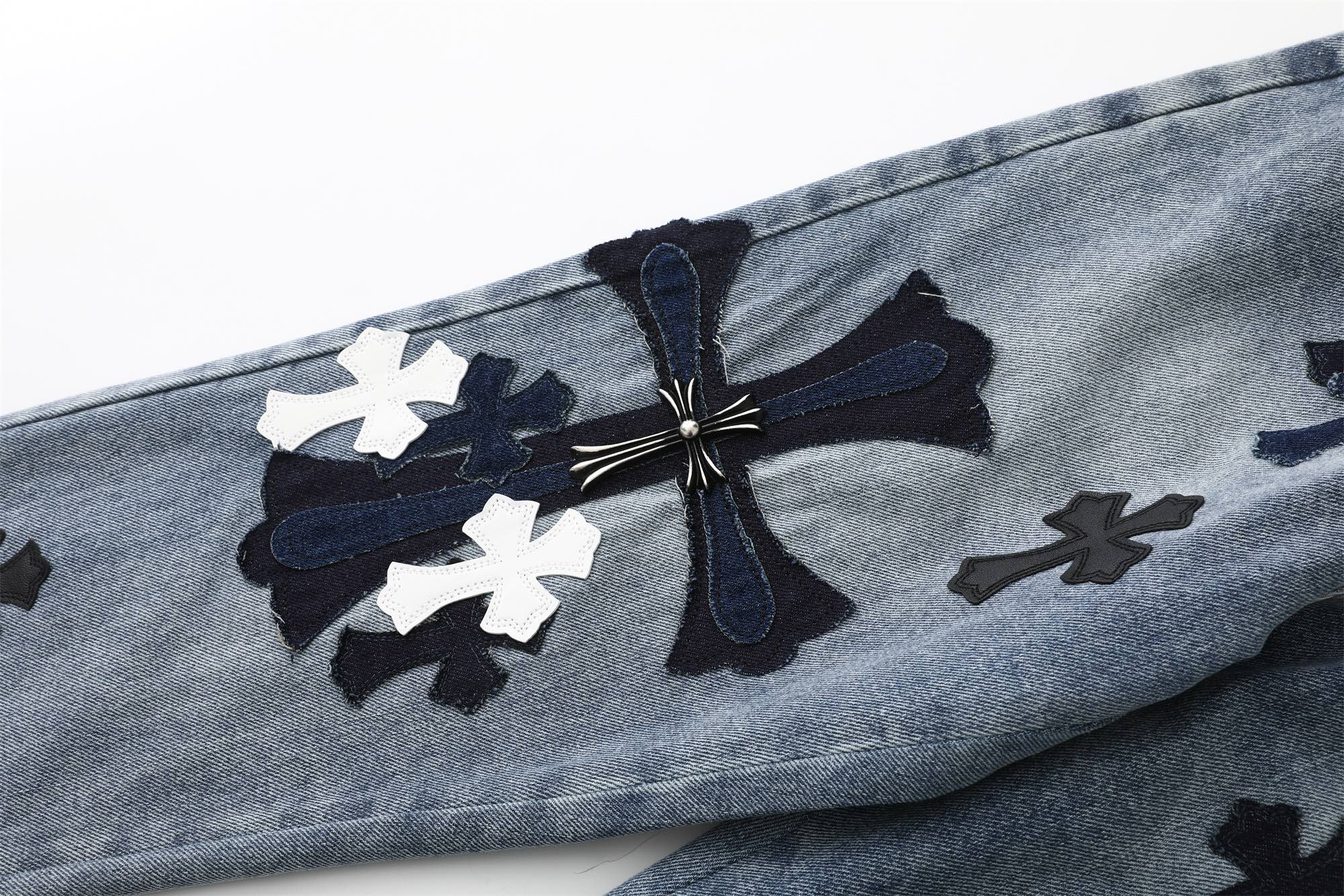 Chrome Hearts Cross Patch Jeans Denim Blue