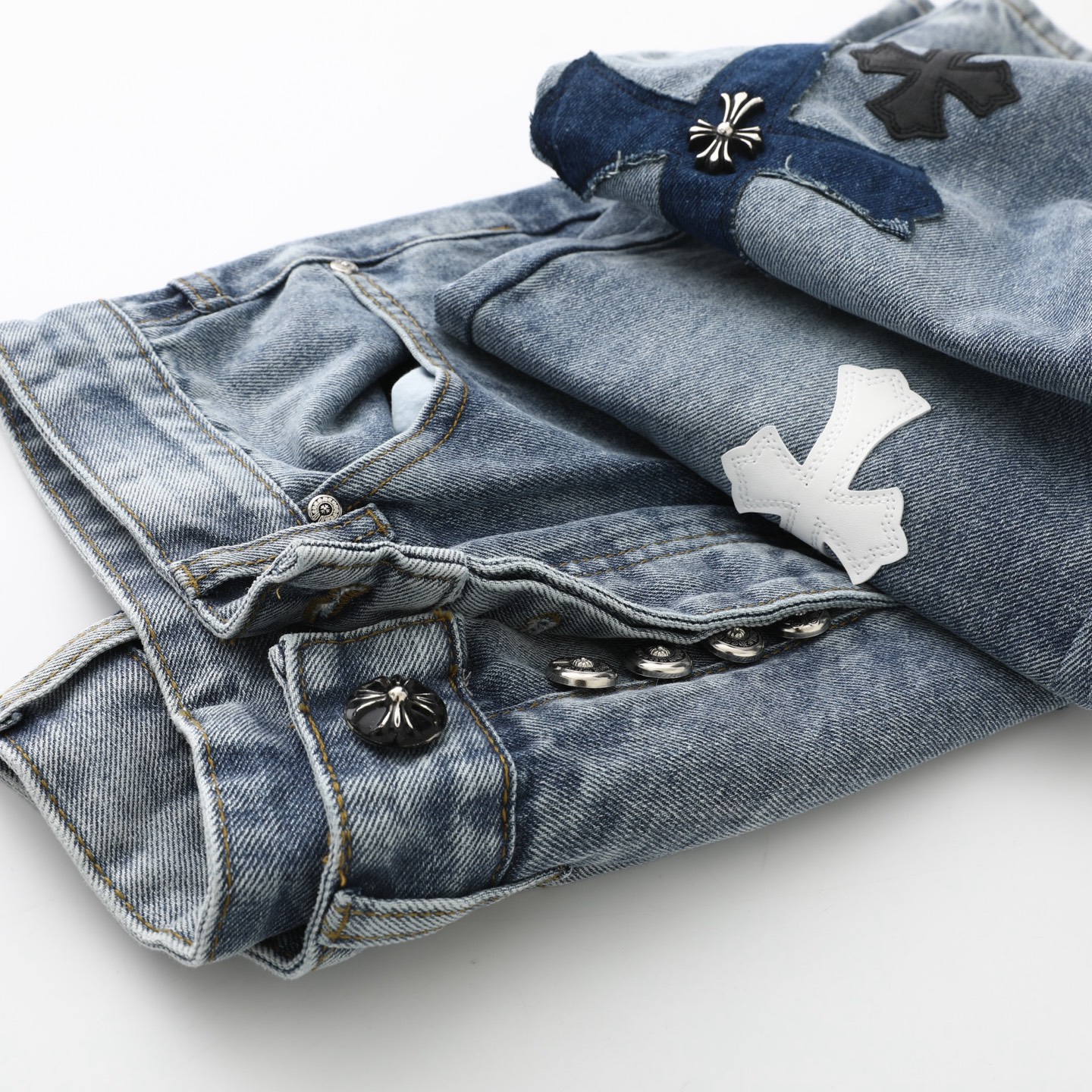 Chrome Hearts Cross Patch Jeans Denim Blue