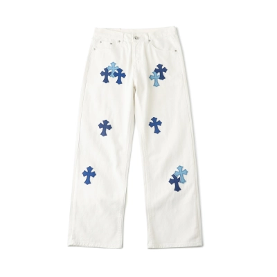 Chrome Hearts Cross Patch Jeans White 01
