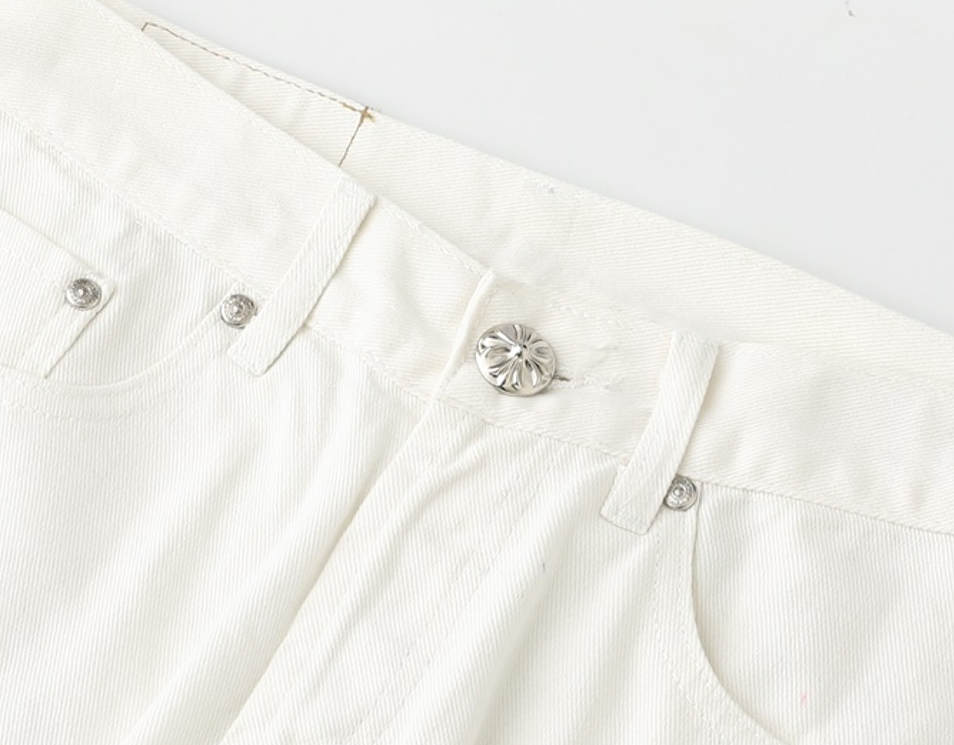 Chrome Hearts Cross Patch Jeans White