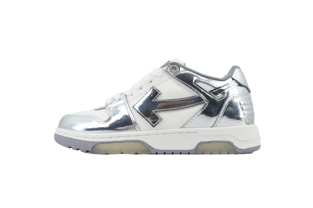OFF-WHITE Out Of Office OOO Low Tops Silver White OMIA189F 24LEA00E 0172