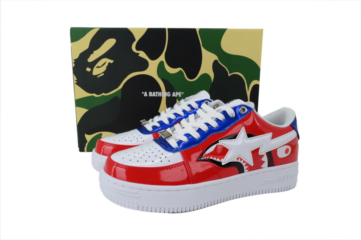 A Bathing Ape Bapesta Low M2 Red Shark Face