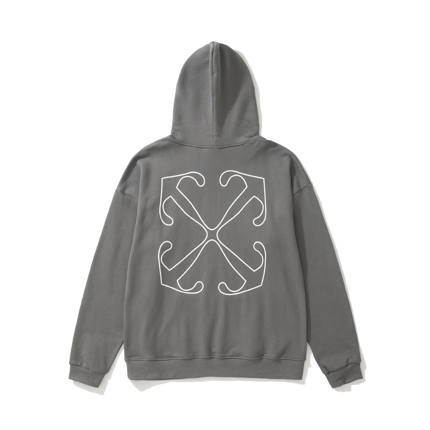 Off-White Arrows-motif Cotton Hoodie Grey