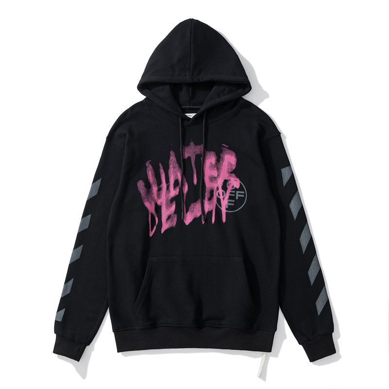 Off White Pullover Hoodie Black Pink