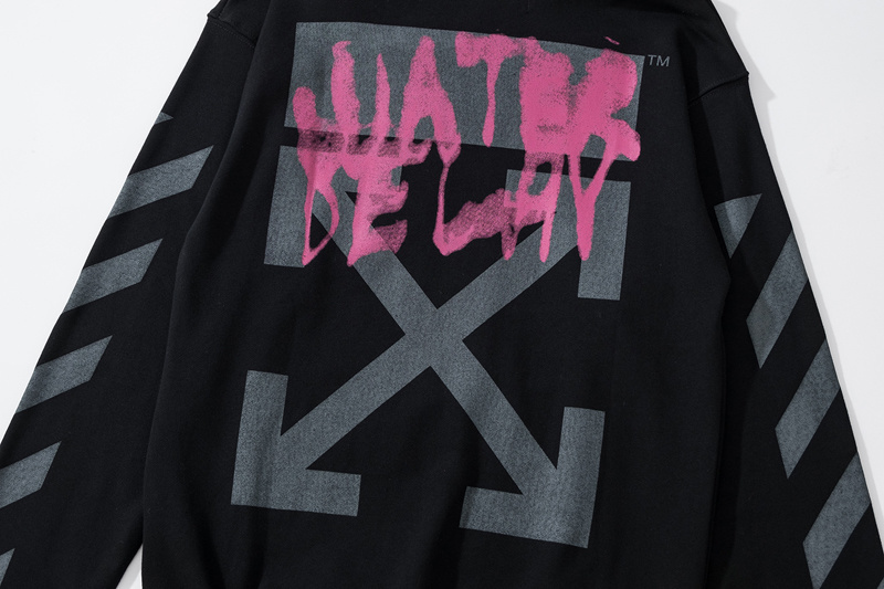 Off White Pullover Hoodie Black Pink