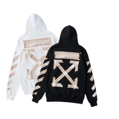 Off-White Tape Arrows Over Hoodie Black Beige'  01