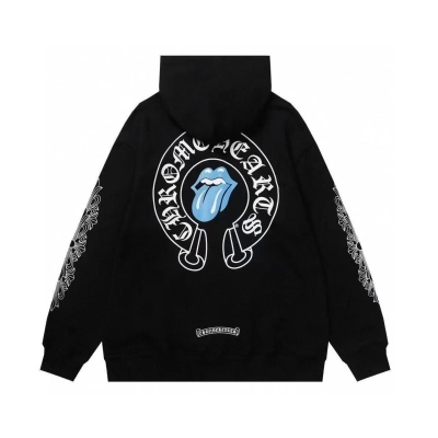 Chrome Hearts Logo Zip Up Hoodie Black Blue 02