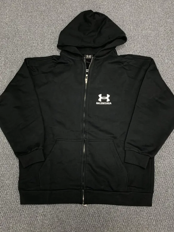 Balenciaga x Under Armour Zip-Up Hoodie Black White