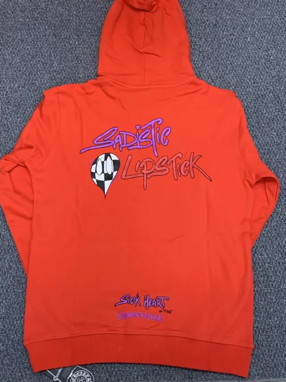 Chrome Hearts Matty Boy Sadistic Lipstick Hoodie Red Orange