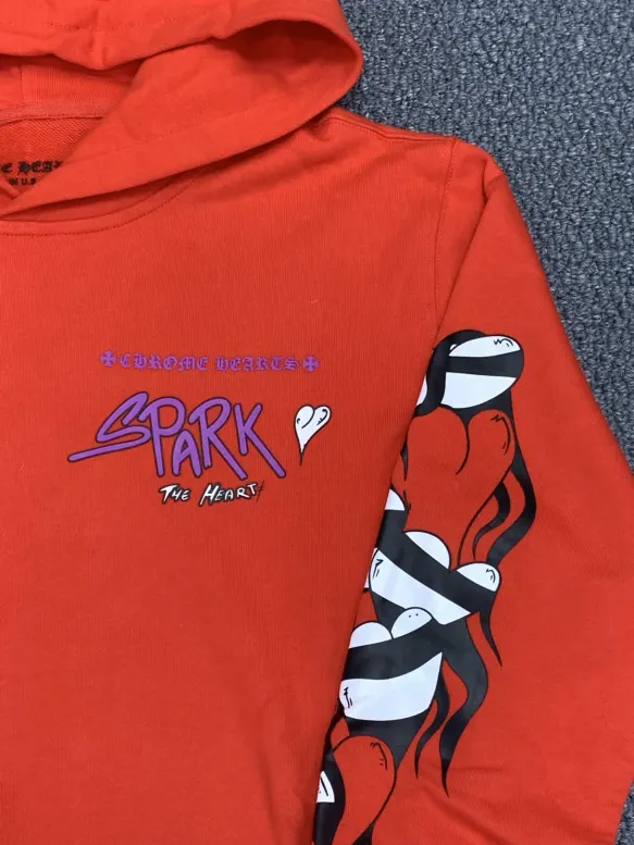 Chrome Hearts Matty Boy Sadistic Lipstick Hoodie Red Orange