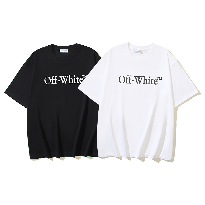 Off-White Cotton T-shirt Black White