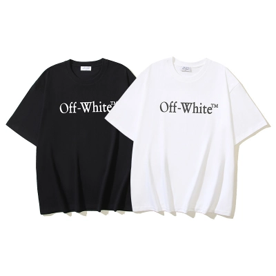 Off-White Cotton T-shirt Black White 01