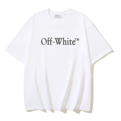 Off-White Cotton T-shirt Black White 02