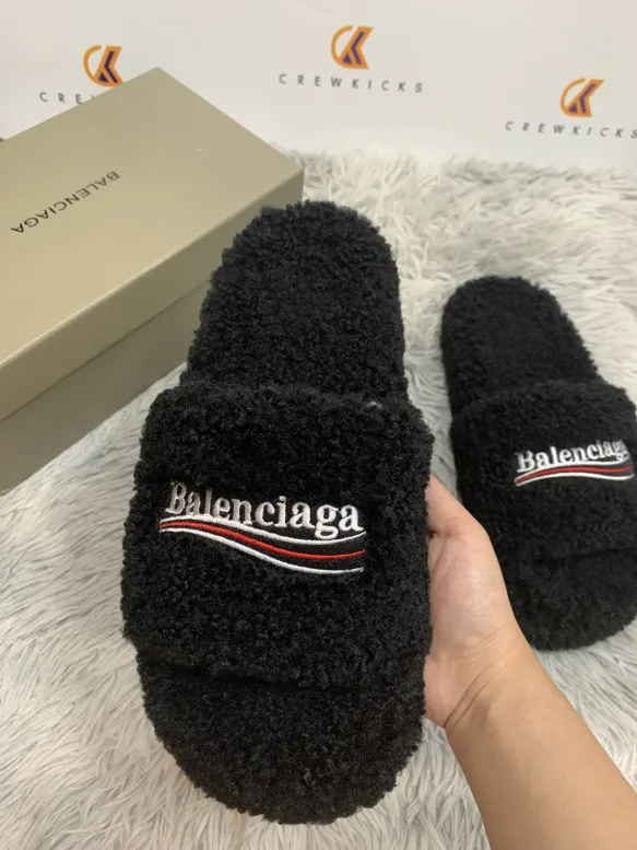 Balenciaga Furry Slide Black