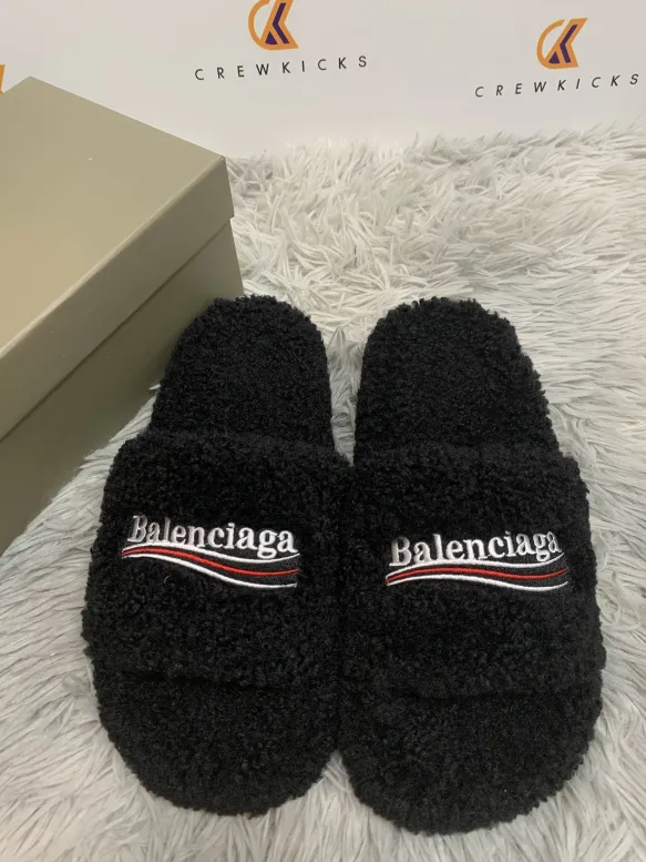 Balenciaga Furry Slide Black