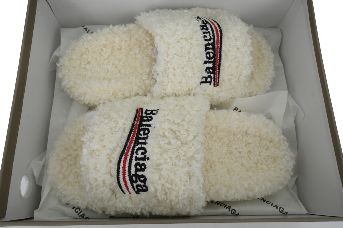 Balenciaga Furry Slide White