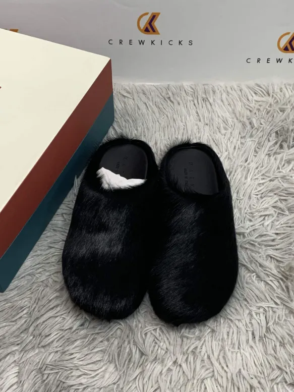 Marni Furry Slide Black