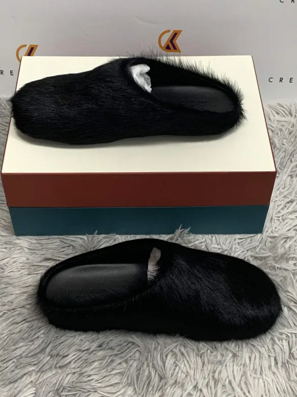 Marni Furry Slide Black