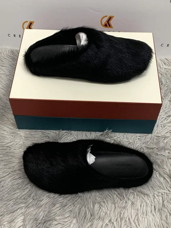 Marni Furry Slide Black