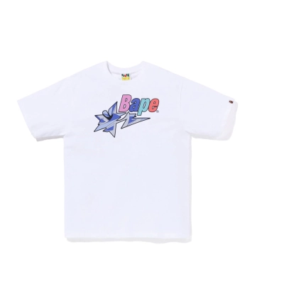 BAPE T-shirt Black White #767 01