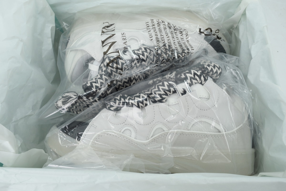 Lanvin Leather Curb Sneaker White